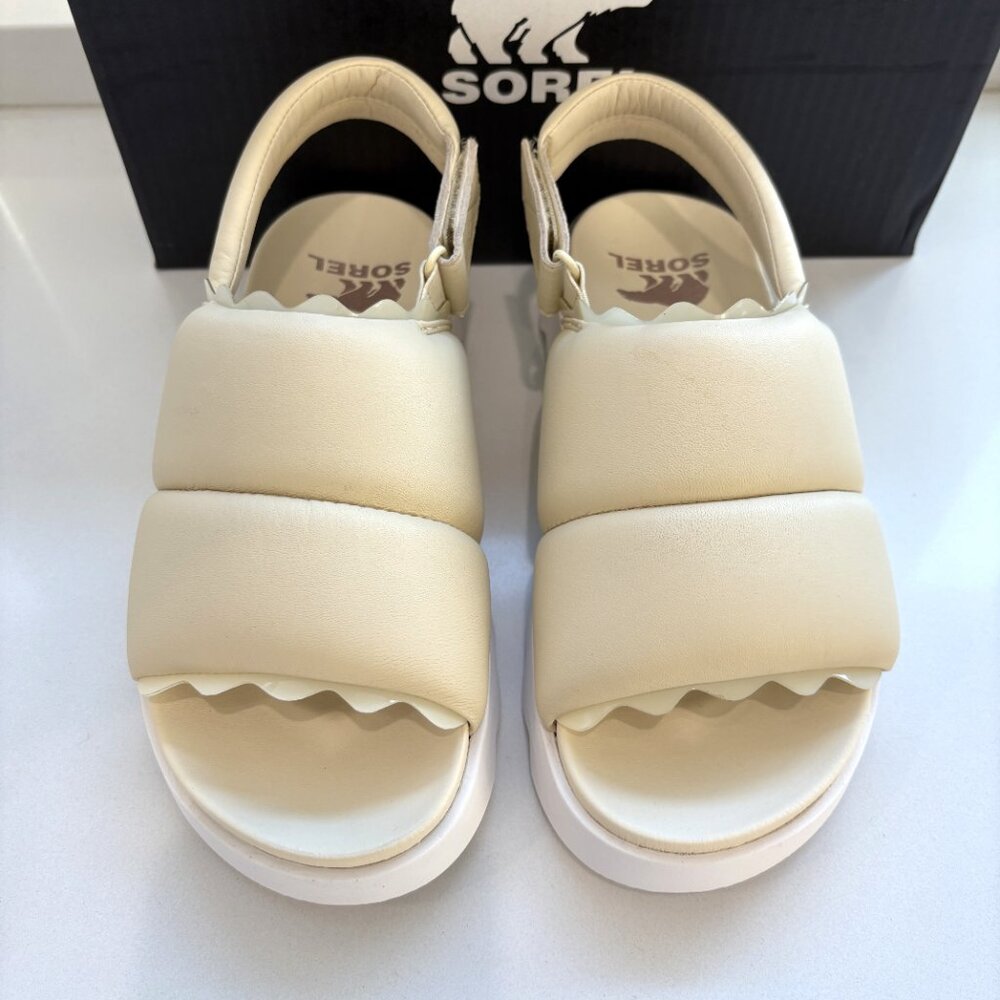 Sorel Viibe Slingback Sandals Quilted Puffy Leather Honey White Size 7 NEW - Picture 5 of 7